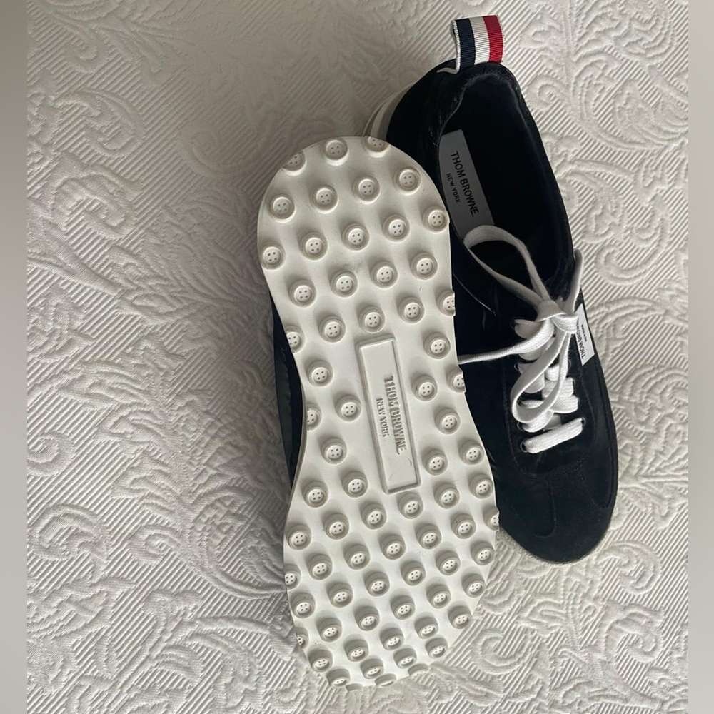 Thom Browne laced sneakers Women Air clear platform black reflective fabric 10.5 - Picture 3 of 7